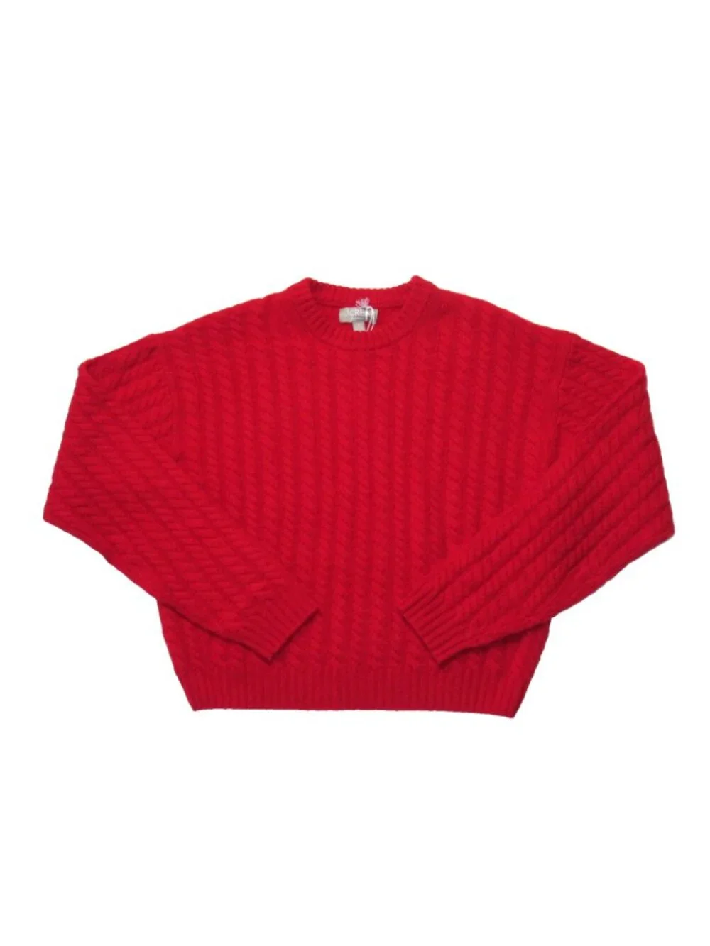 NWT J.Crew Perfect Cashmere Cable-knit Crewneck Sweater in Radiant Ruby Red S